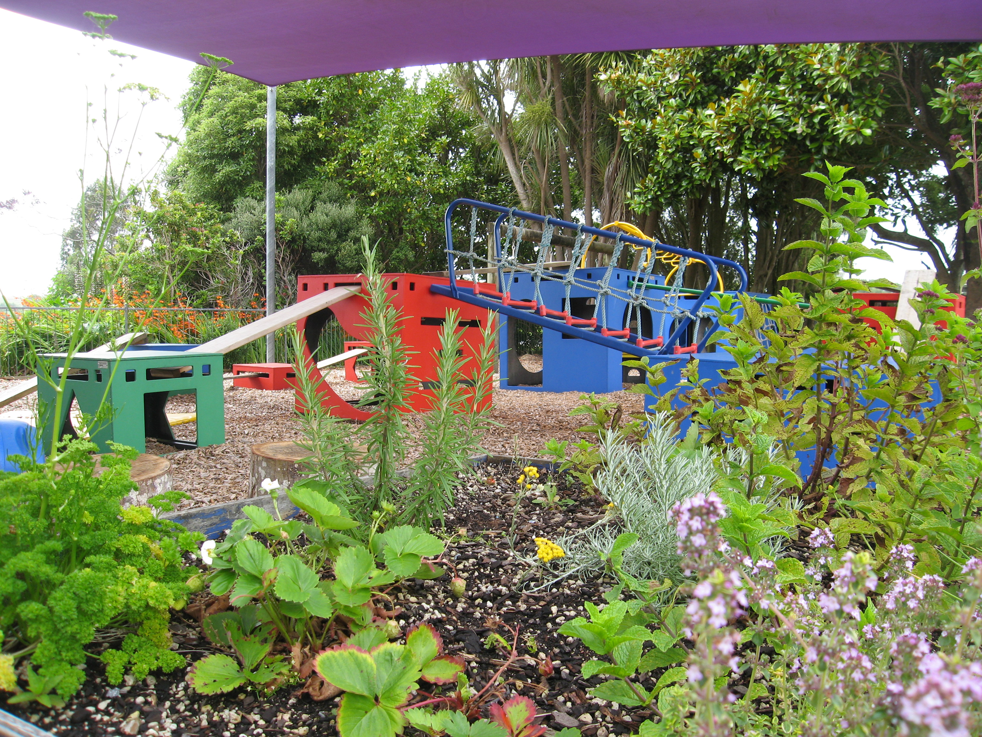 Te Pahu Preschool playground and vege boxes