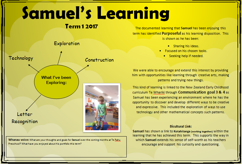 An example of Te Pahu Preschool portfolio page 5