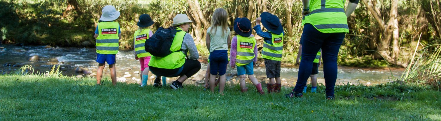 Te Pahu Preschool children exploring the bush at Forest School