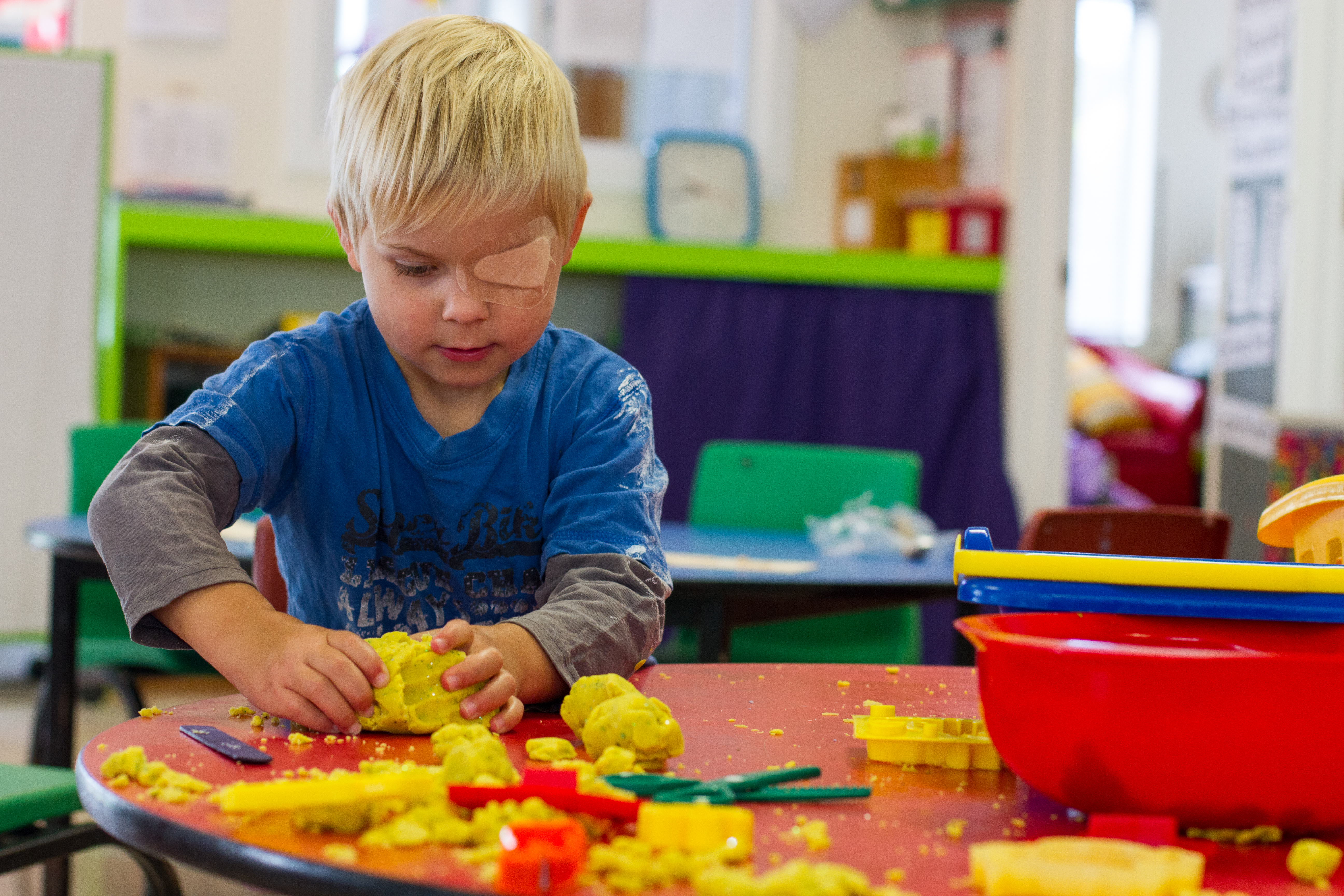 Te Pahu Preschooler enjoys playing with play dough